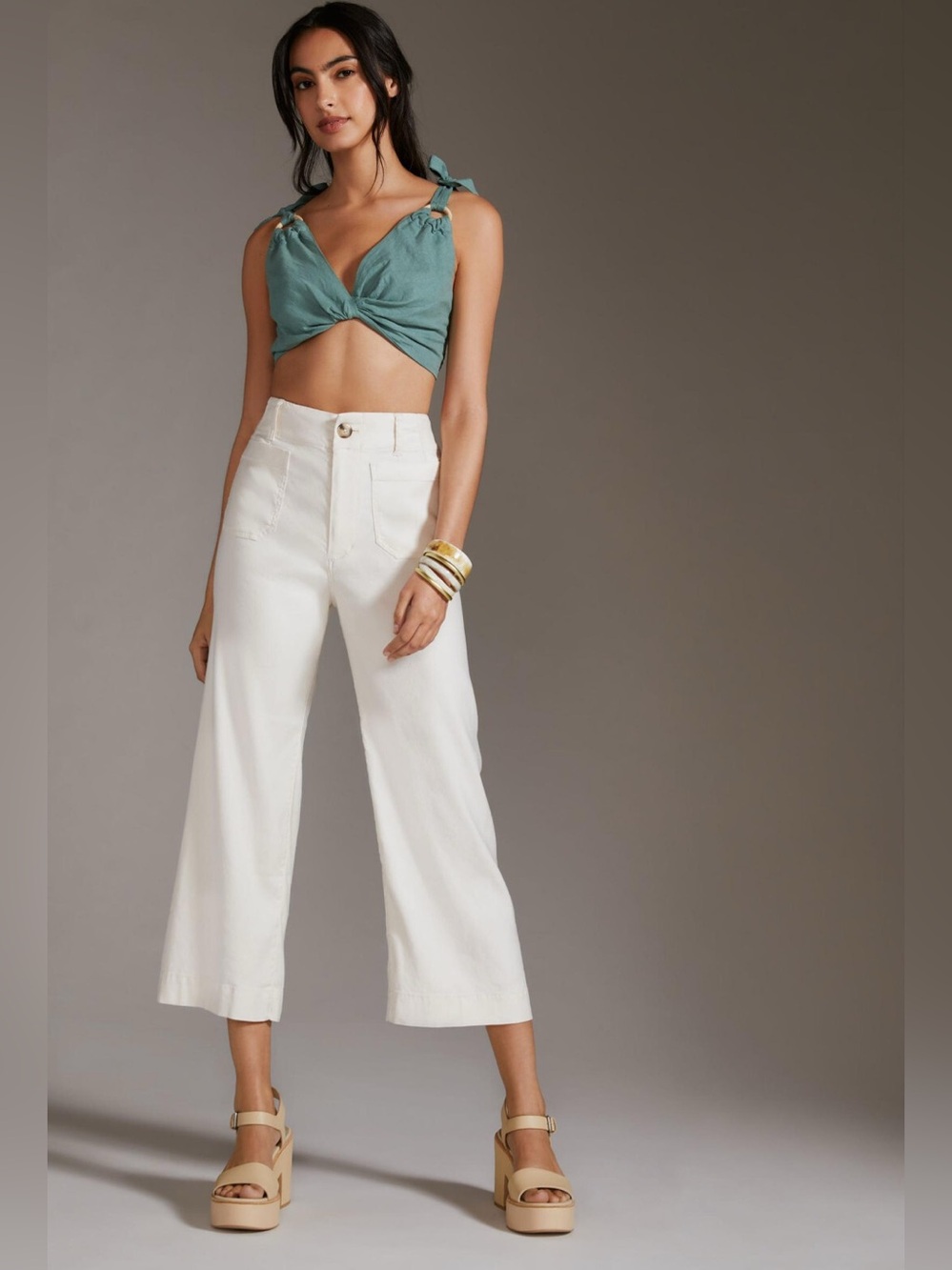 Colette Crop Linen blend Pants by Maeve